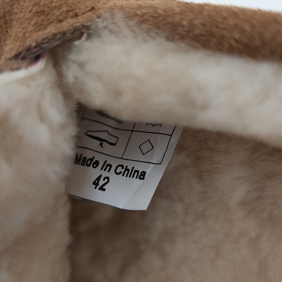 NEW Pajar tan suede leather shearling cabin slippers house shoe men size 42 - Picture 12 of 13